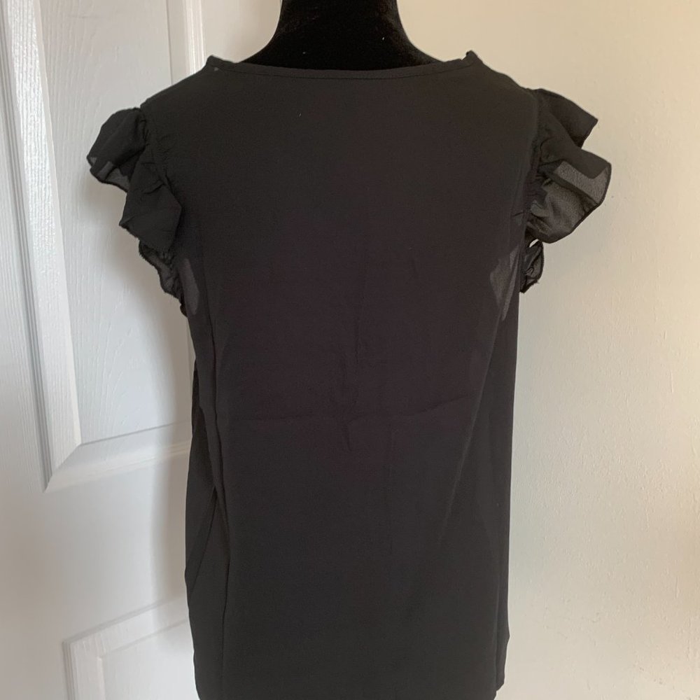 Chiffon Ruffle Sleeve Blouse Black - Picture 8 of 8